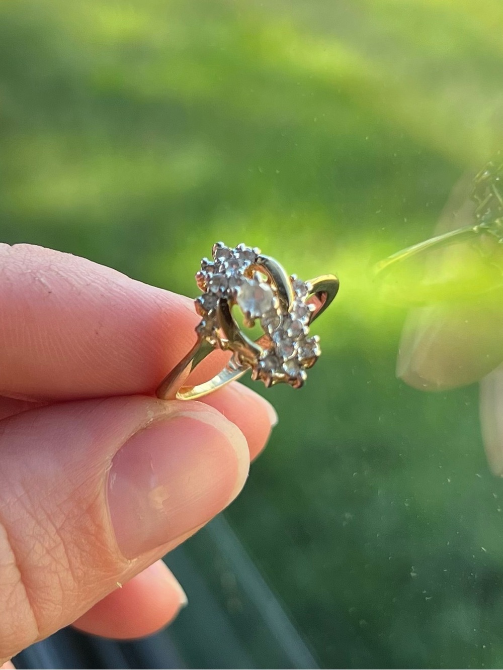 Vintage 14K Gold Plated Cluster Ring